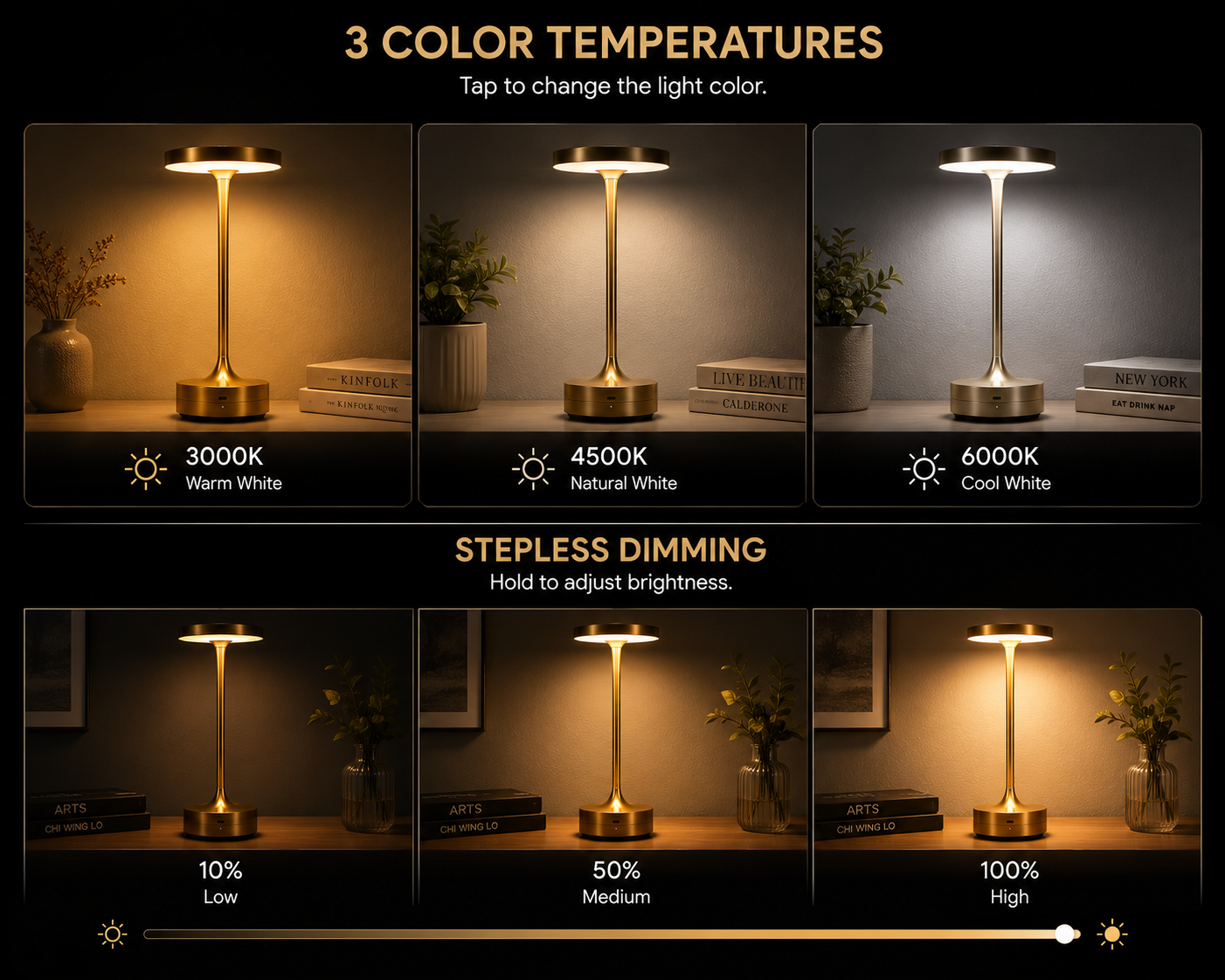 Illuminate Your Space with the Stylish Rechargeable LED Table Lamp - Touch Dimmable, 3 Color Modes & USB-C Charging!