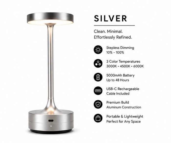 Illuminate Your Space with the Stylish Rechargeable LED Table Lamp - Touch Dimmable, 3 Color Modes & USB-C Charging!