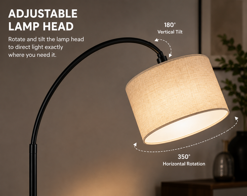 Modern Adjustable Arc Floor Lamp – 82” Tall LED Standing Lamp