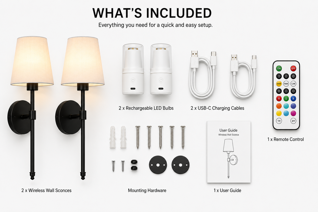 Wireless Rechargeable Wall Sconce Set (2-Pack)