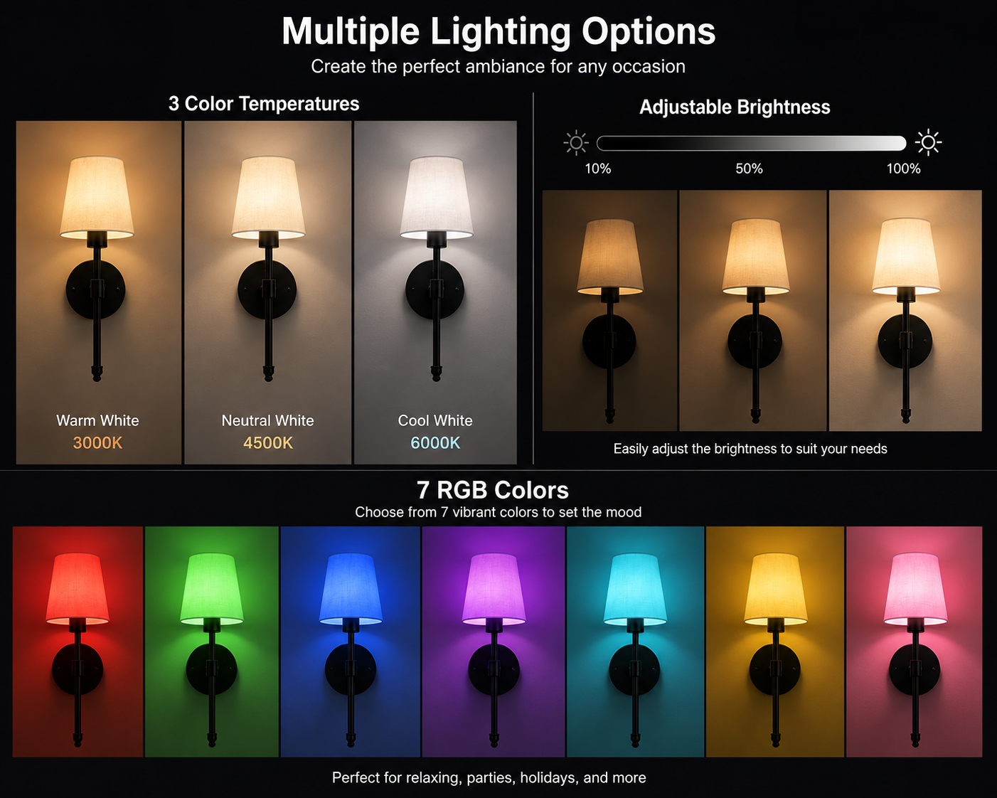Wireless Rechargeable Wall Sconce Set (2-Pack)