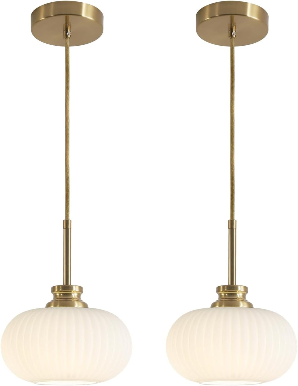 Ribbed Glass Globe Pendant Light – Modern Kitchen Island Hanging Light