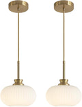 Ribbed Glass Globe Pendant Light – Modern Kitchen Island Hanging Light