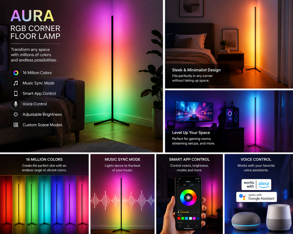 Aura RGB Corner Floor Lamp